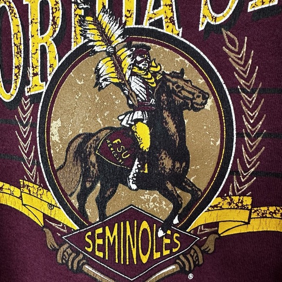 Vintage 90's Florida State Seminoles Crewneck Sweatshirt Mens Red Large Pullover - Picture 3 of 9